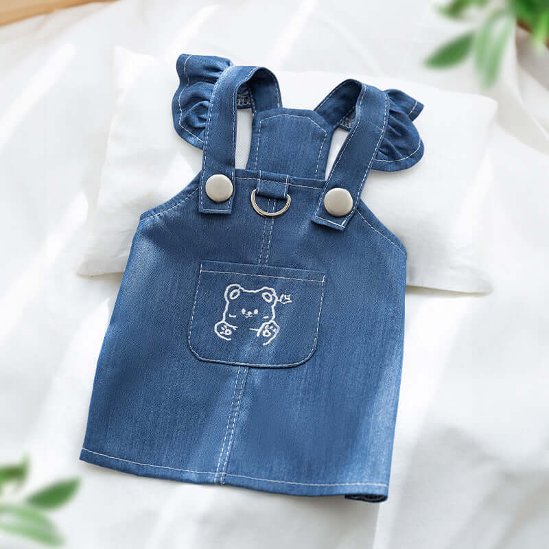 Elegant Denim Suspender Dog Dress – Mello & Co. | Small Dog Outfits