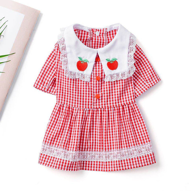 Red checkered pet dress for small dogs and cats