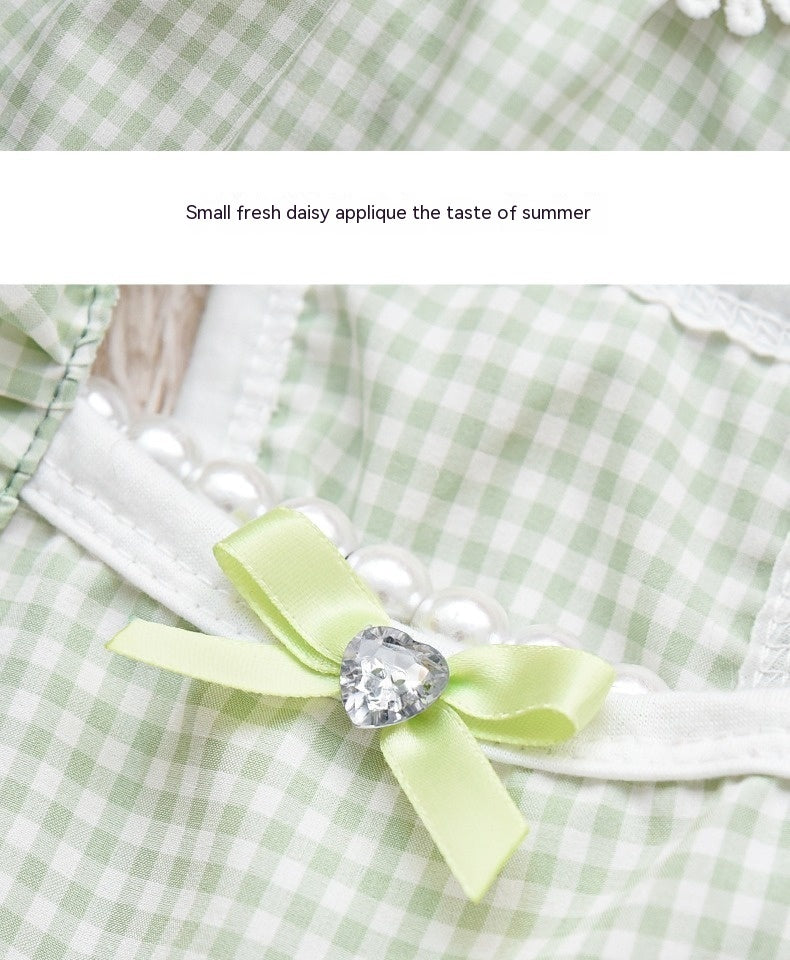 Charming Gingham Summer Dress for Cats & Small Dogs – Lightweight Pet Sling Outfit