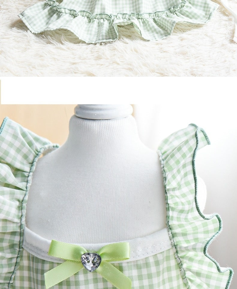 Charming Gingham Summer Dress for Cats & Small Dogs – Lightweight Pet Sling Outfit