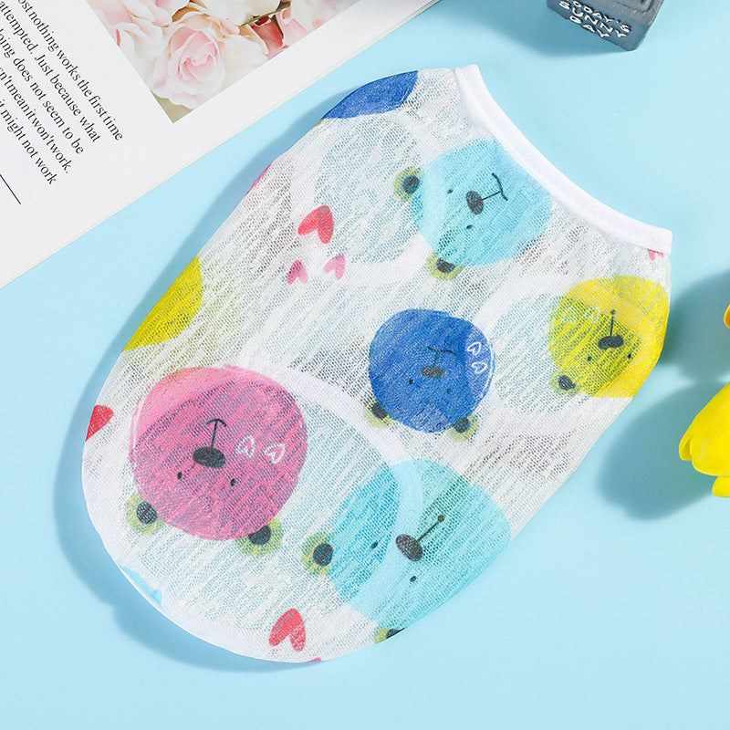 Summer Fruit Mesh Pet Vest – Breathable Dog Clothes for Hot Weather | 夏日清爽水果圖案寵物薄款背心 透氣狗狗衣服