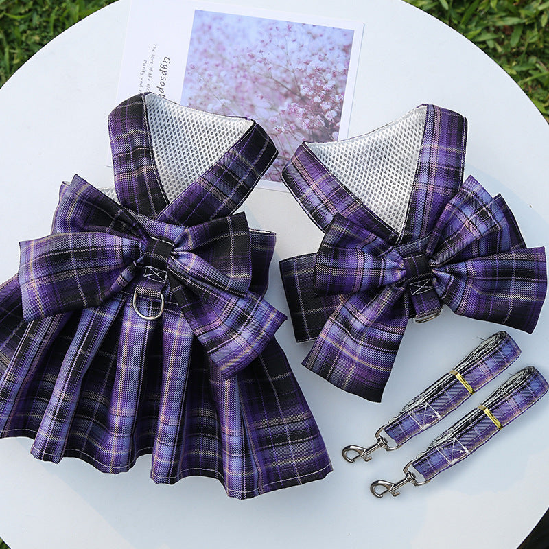Summer breathable dog harness with skirt design