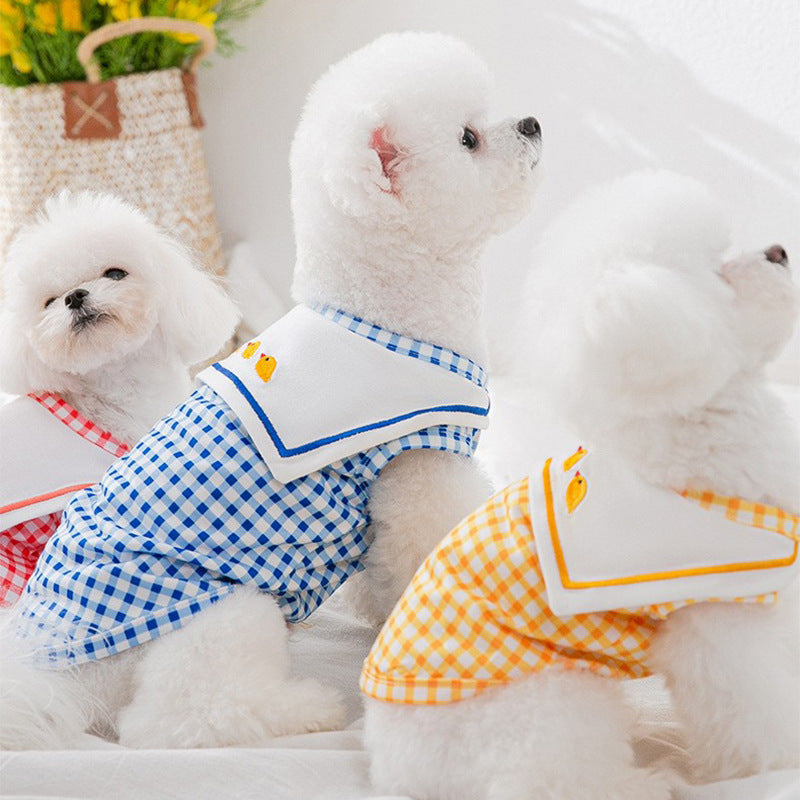 checkered pet vest breathable cotton