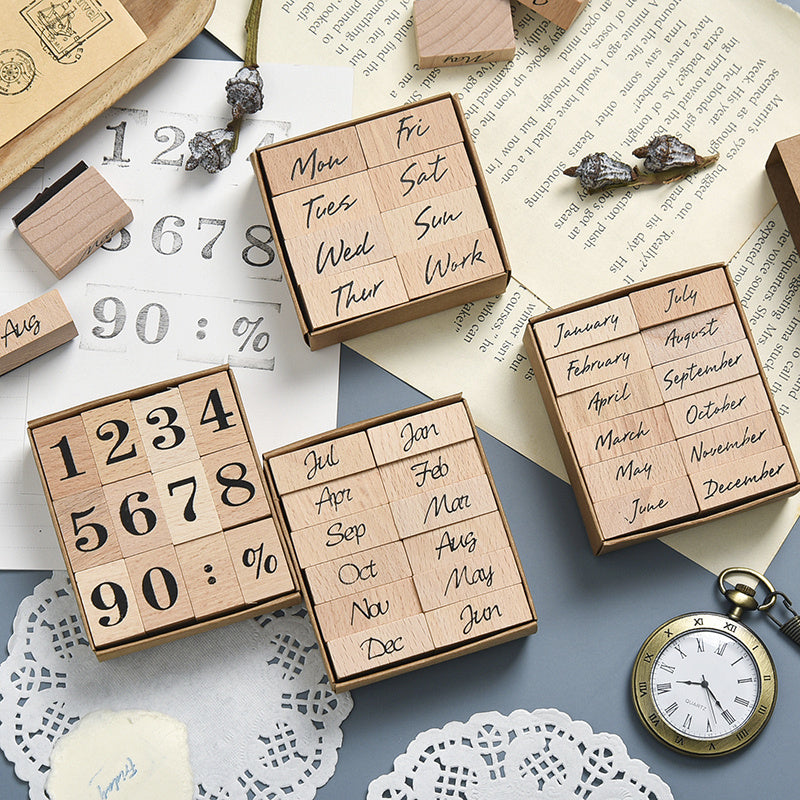 vintage month stamp set for scrapbooking
