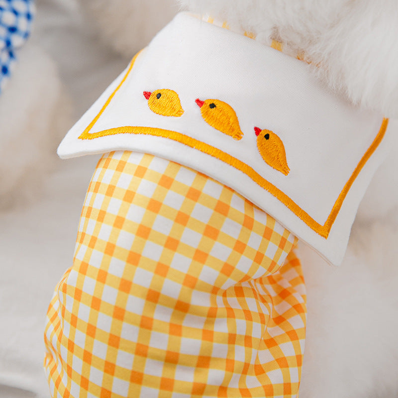 Sailor Gingham Summer Dog Vest – Lightweight Checkered Pet Shirt