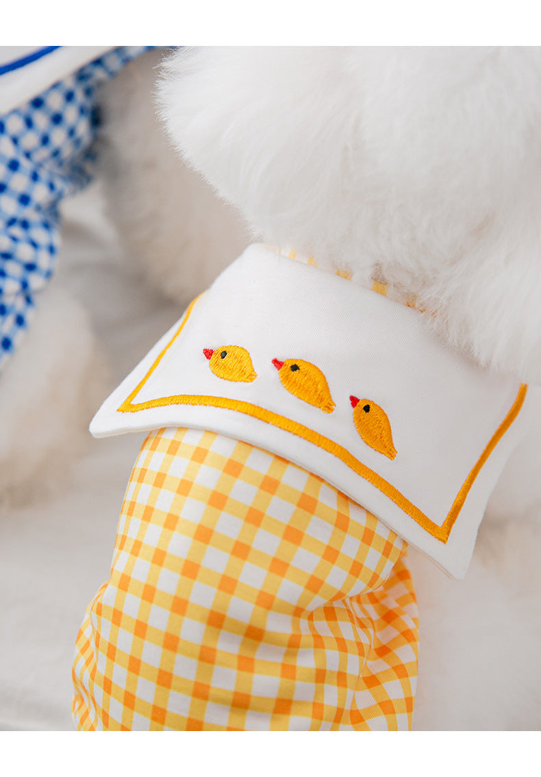 Sailor Gingham Summer Dog Vest – Lightweight Checkered Pet Shirt
