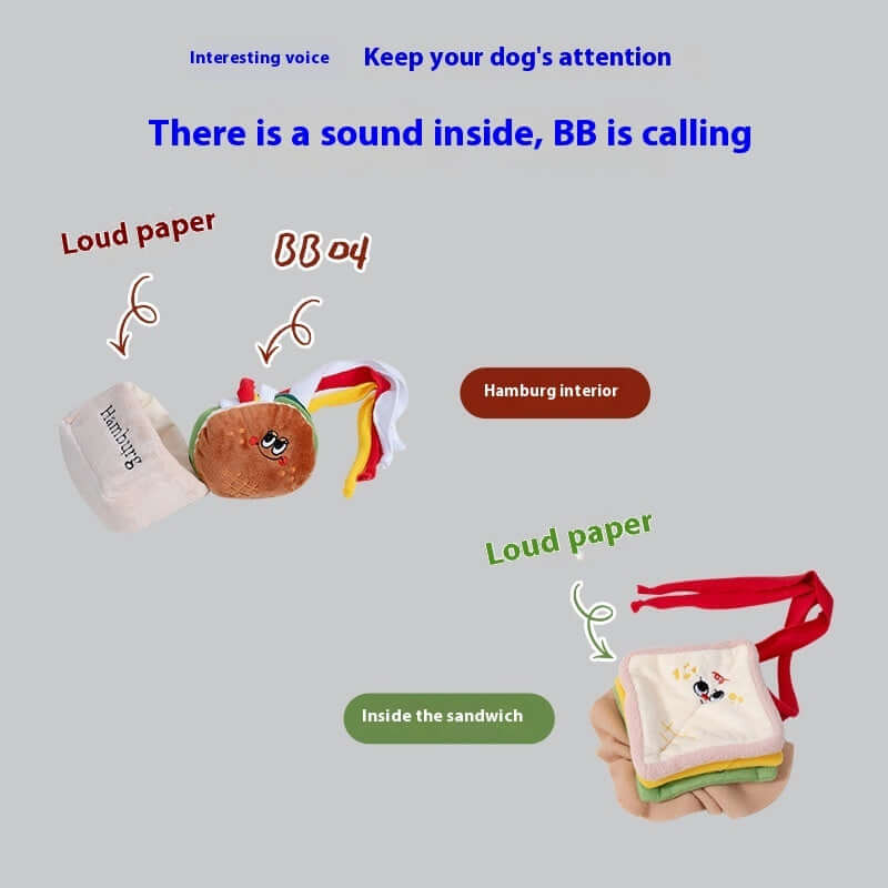 Plush Burger & Sandwich Pet Toy – Soft & Fun Pet Play