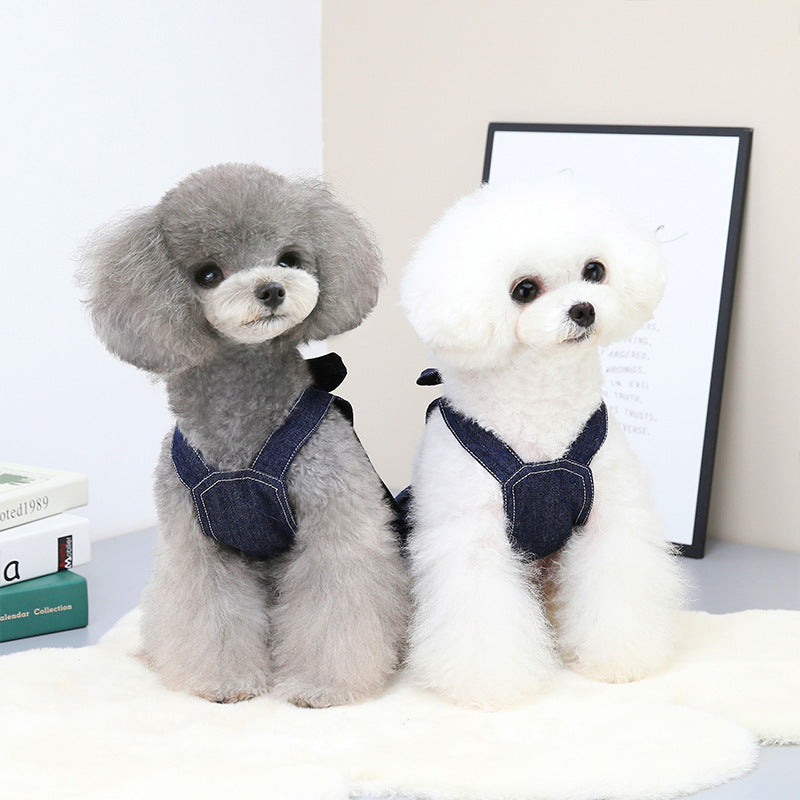 Chic Denim Pet Dress with Big Bow | Spring & Summer Pet ClothesColor: Skirt