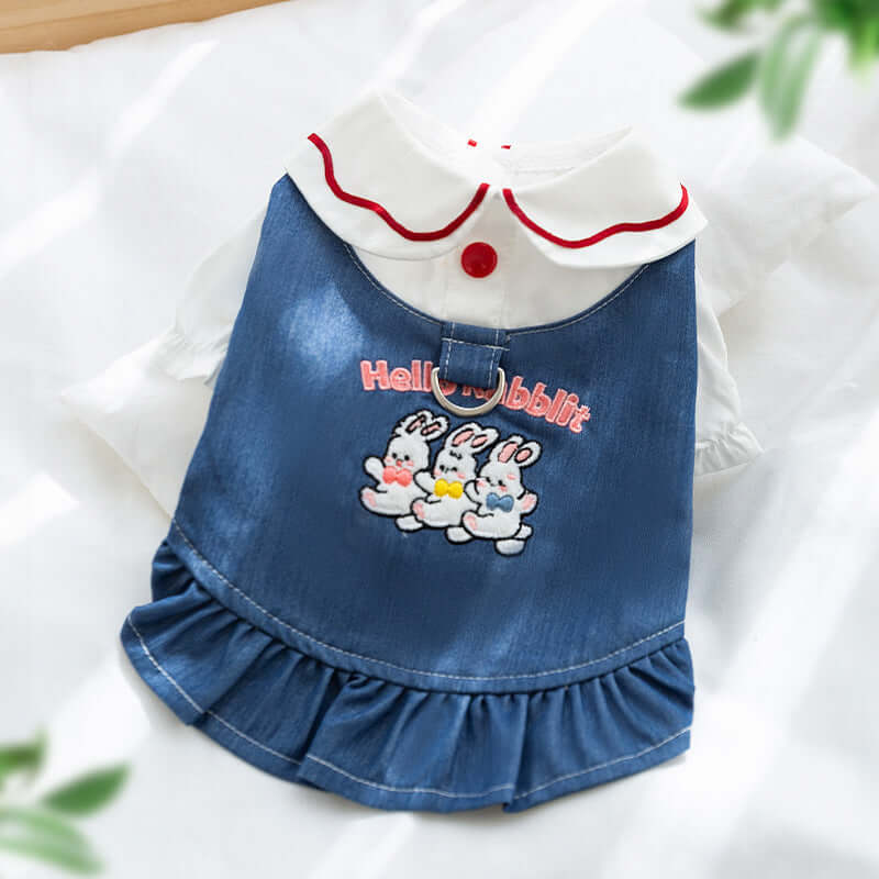 Elegant Denim Suspender Dog Dress – Mello & Co. | Small Dog Outfits