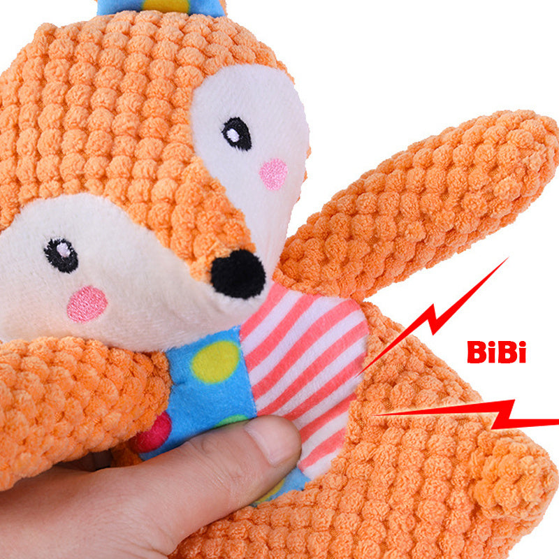Patchwork Animal Plush Dog Toy | Squeaky Chew Toy for Small & Medium Dogs