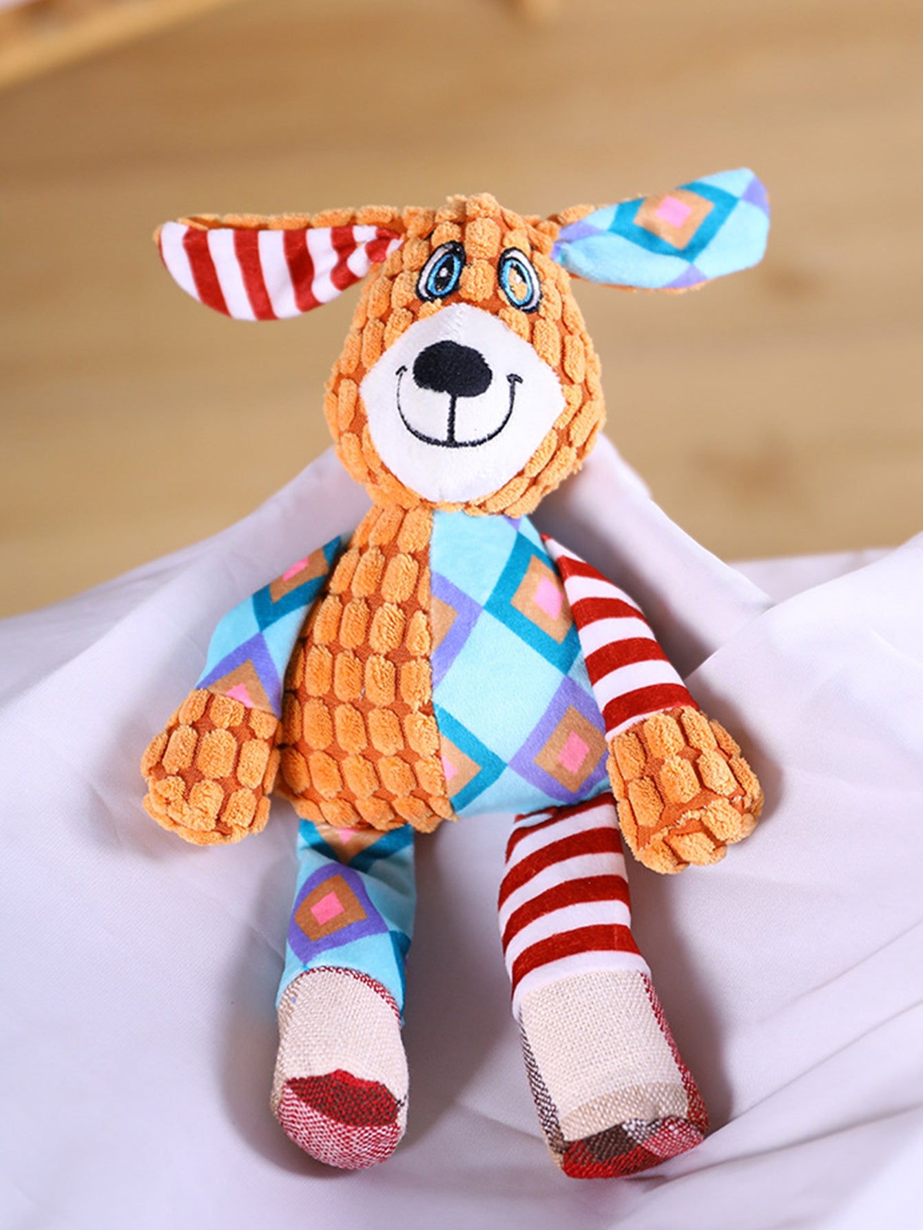 Patchwork Animal Plush Dog Toy | Squeaky Chew Toy for Small & Medium Dogs