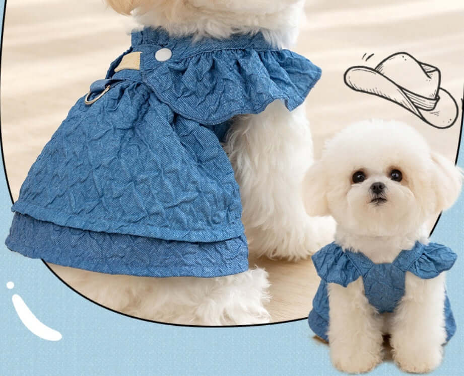 Elegant Denim Suspender Dog Dress – Mello & Co. | Small Dog Outfits