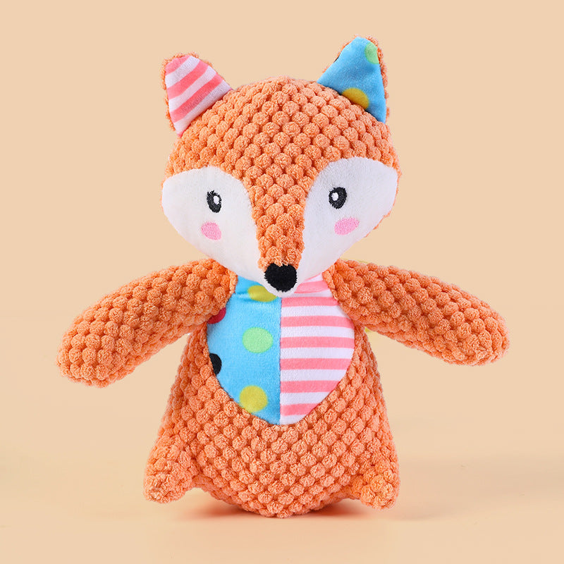 Patchwork Animal Plush Dog Toy | Squeaky Chew Toy for Small & Medium Dogs