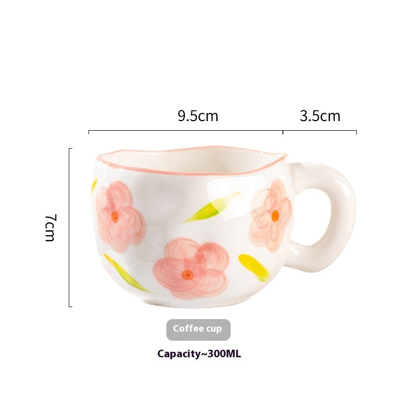 Heart Hand-Pinched Ceramic Mug | Cute Cartoon Coffee Cup 300ml
