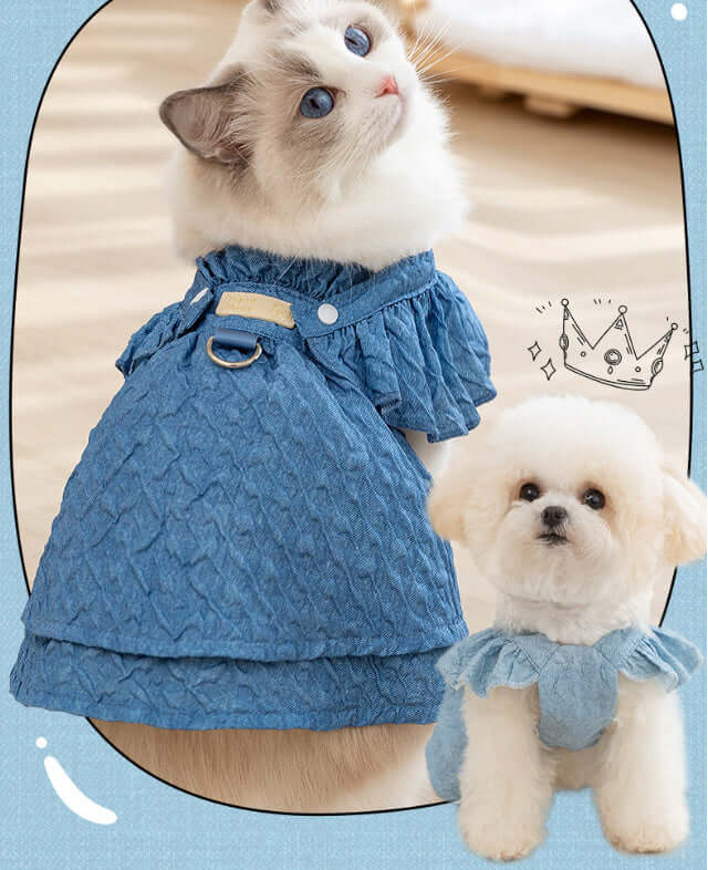 Elegant Denim Suspender Dog Dress – Mello & Co. | Small Dog Outfits