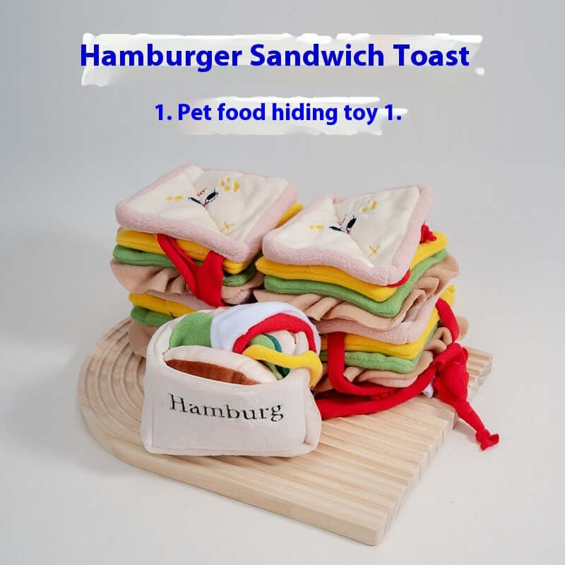 Plush Burger & Sandwich Pet Toy – Soft & Fun Pet Play