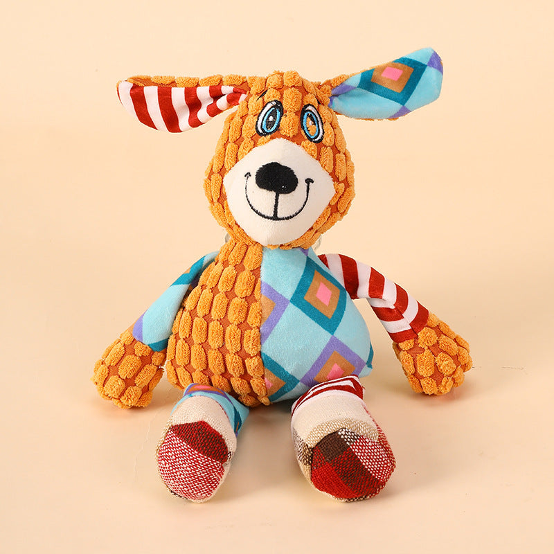 “Colorful bunny dog toy with soft texture