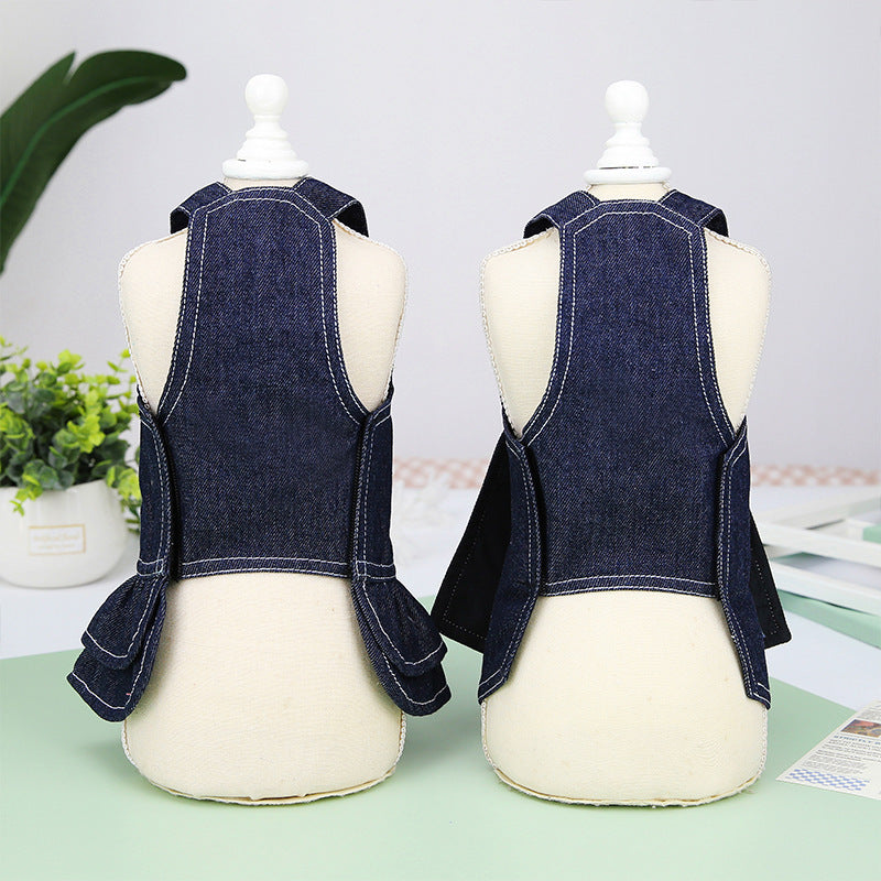 Chic Denim Pet Dress with Big Bow | Spring & Summer Pet ClothesColor: Skirt