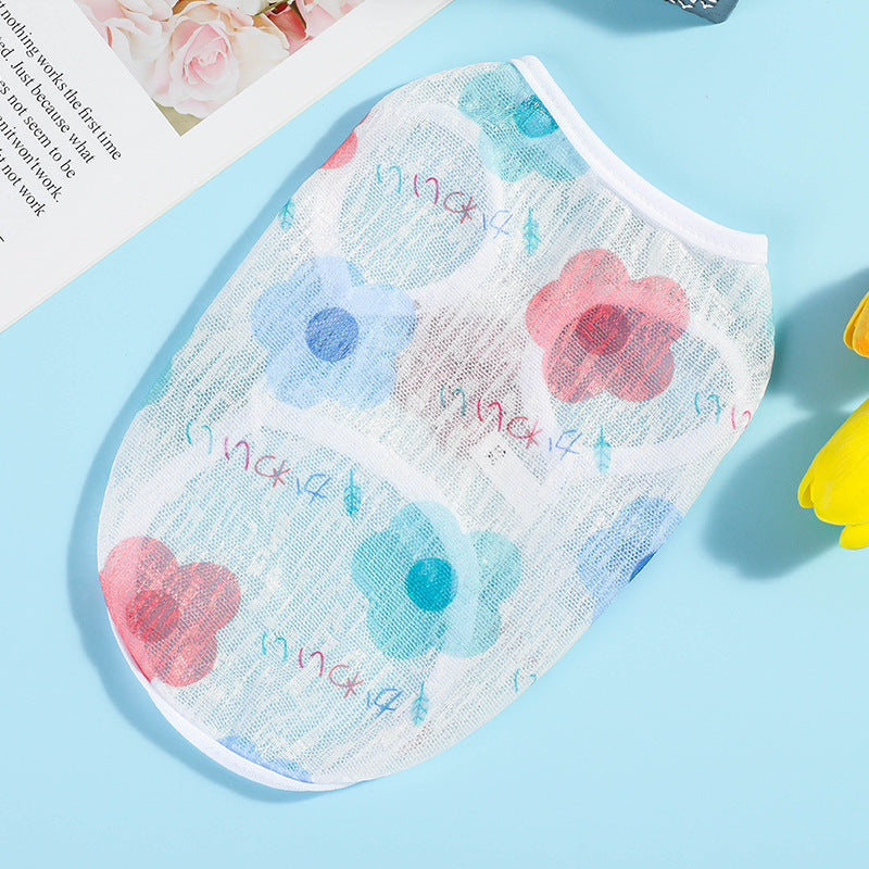 Summer Fruit Mesh Pet Vest – Breathable Dog Clothes for Hot Weather | 夏日清爽水果圖案寵物薄款背心 透氣狗狗衣服