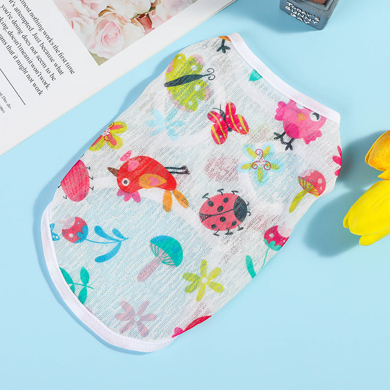 Summer Fruit Mesh Pet Vest – Breathable Dog Clothes for Hot Weather | 夏日清爽水果圖案寵物薄款背心 透氣狗狗衣服