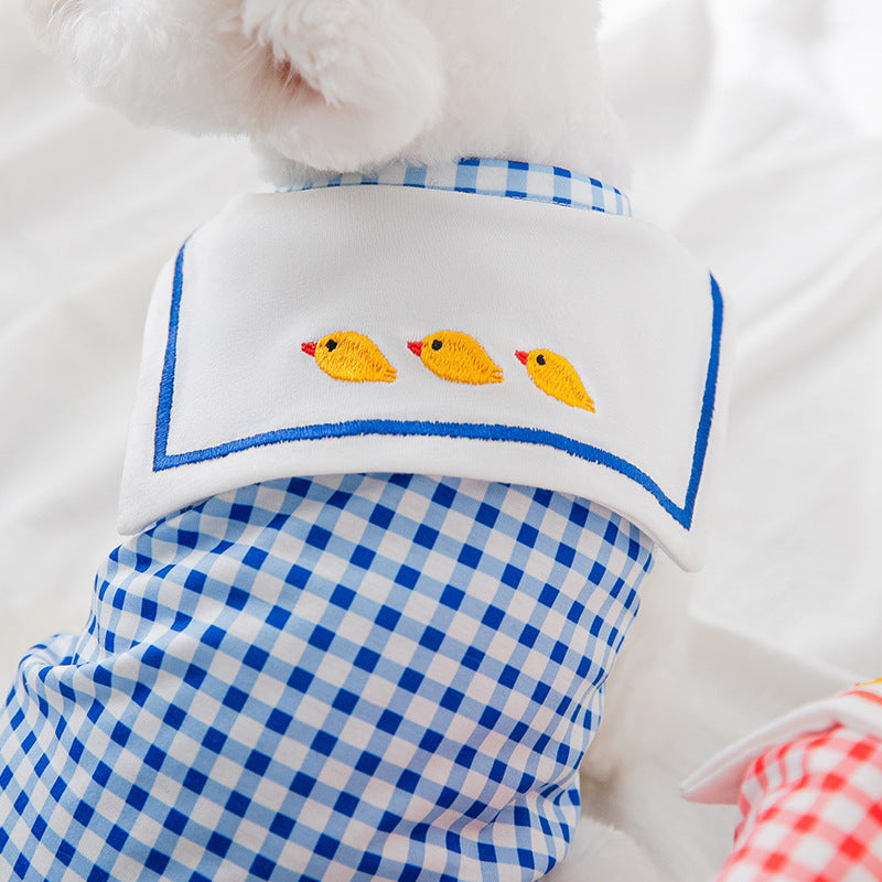 Sailor Gingham Summer Dog Vest – Lightweight Checkered Pet Shirt