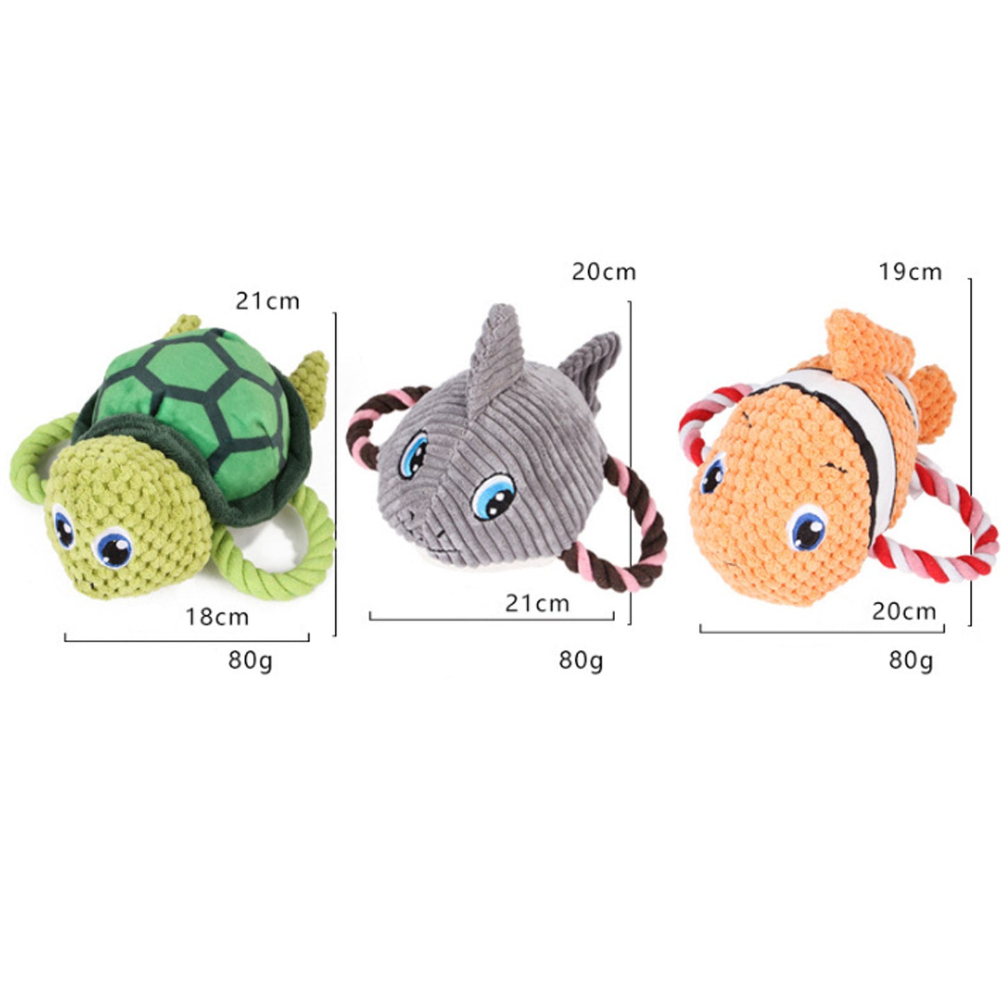 Sea animal chew toys set for puppies