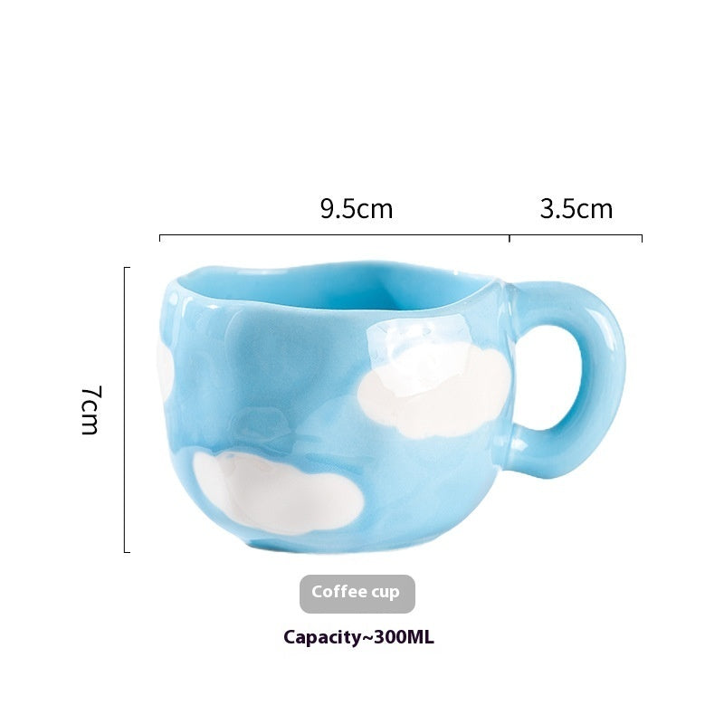Heart Hand-Pinched Ceramic Mug | Cute Cartoon Coffee Cup 300ml