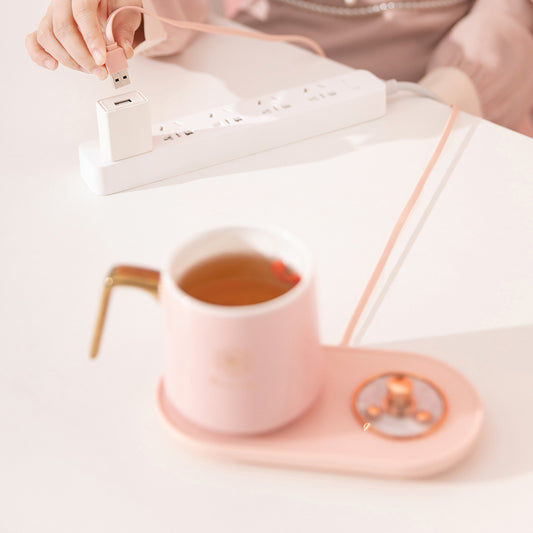 aesthetic USB mug warmer with ceramic tray