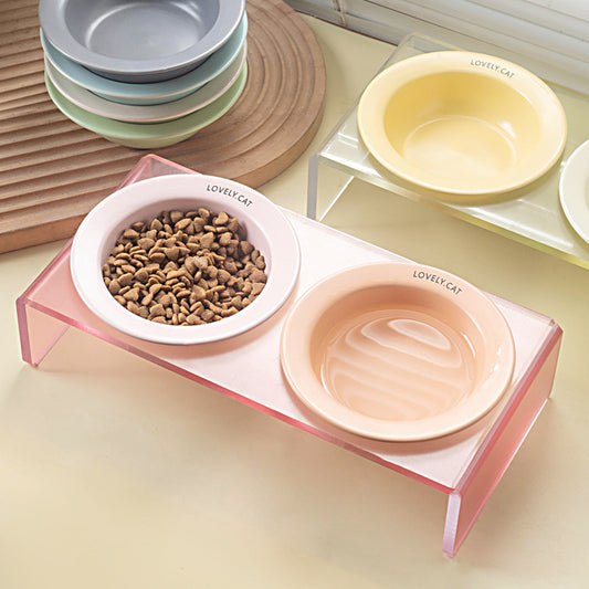 acrylic pastel pet bowl set on stand