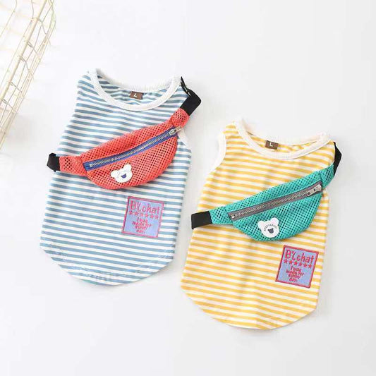 Striped dog vests with decorative backpack