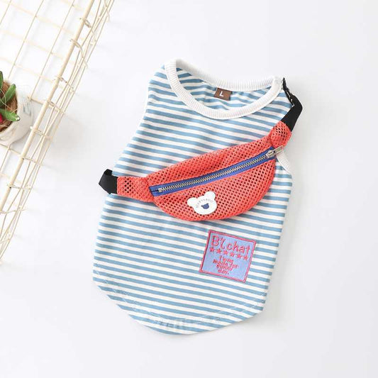 Blue cotton vest with red backpack for dogs