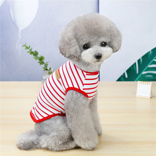 Red striped dog vest for summer
