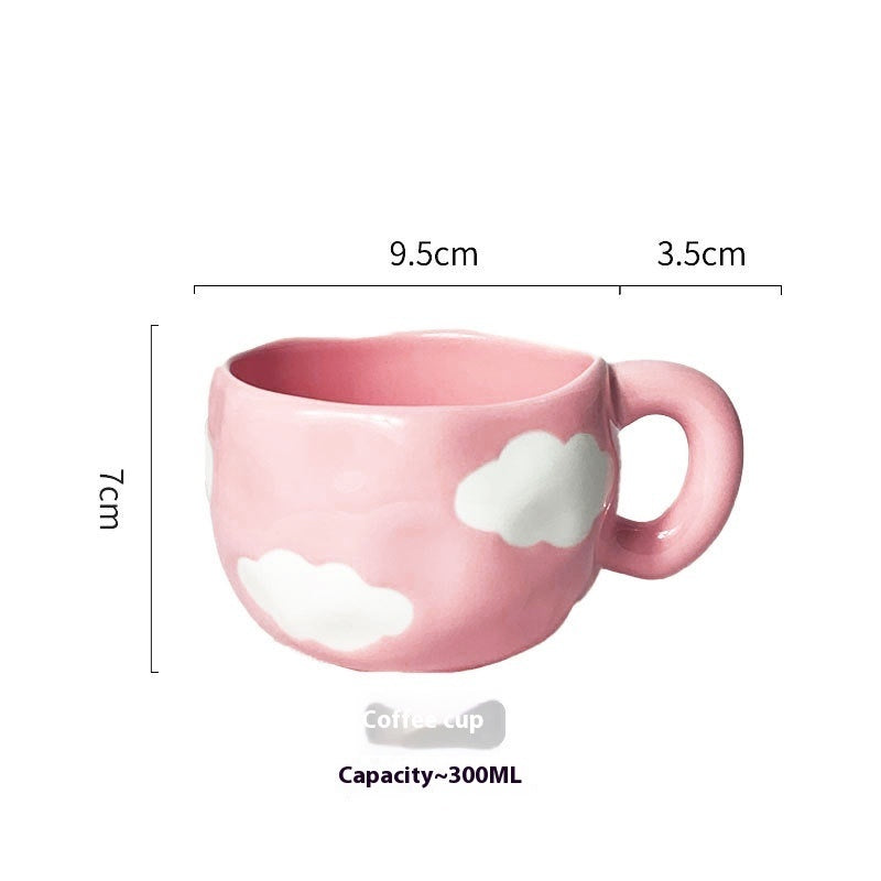 Heart Hand-Pinched Ceramic Mug | Cute Cartoon Coffee Cup 300ml