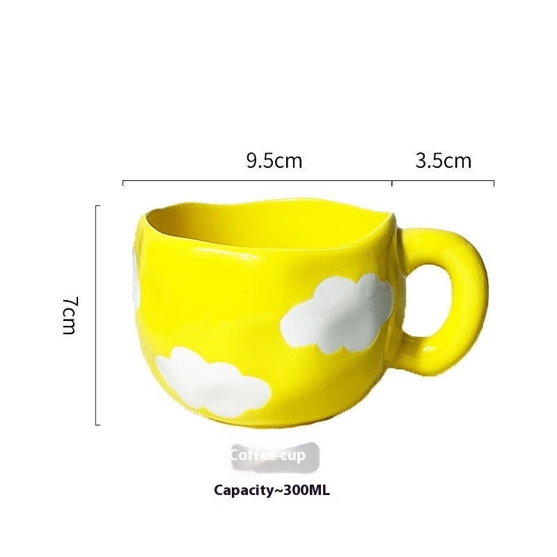 Heart Hand-Pinched Ceramic Mug | Cute Cartoon Coffee Cup 300ml