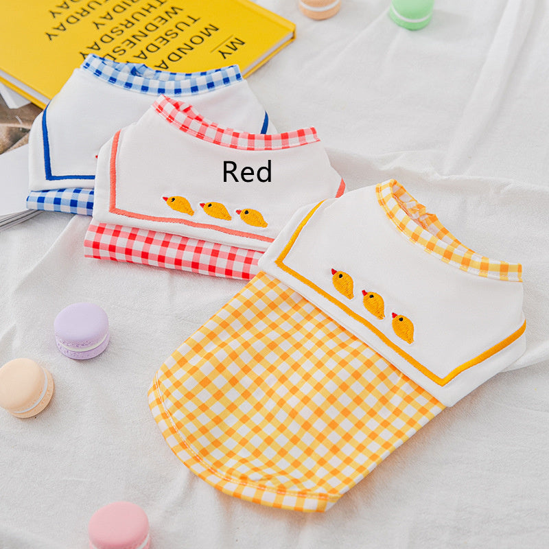 Sailor Gingham Summer Dog Vest – Lightweight Checkered Pet Shirt