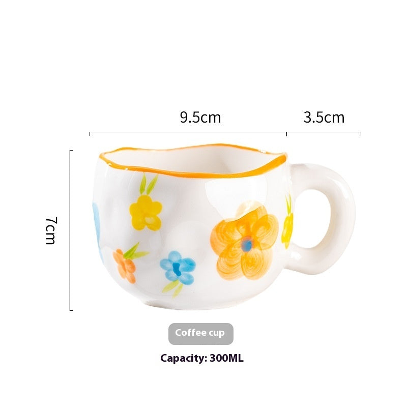 Heart Hand-Pinched Ceramic Mug | Cute Cartoon Coffee Cup 300ml