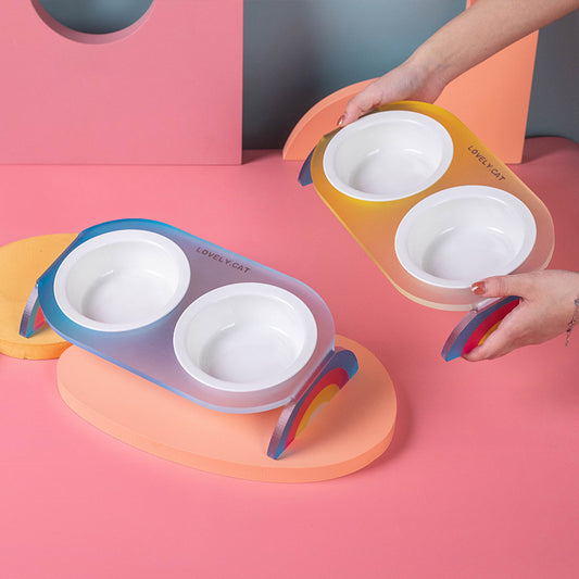 Rainbow leg cat bowl for food and water