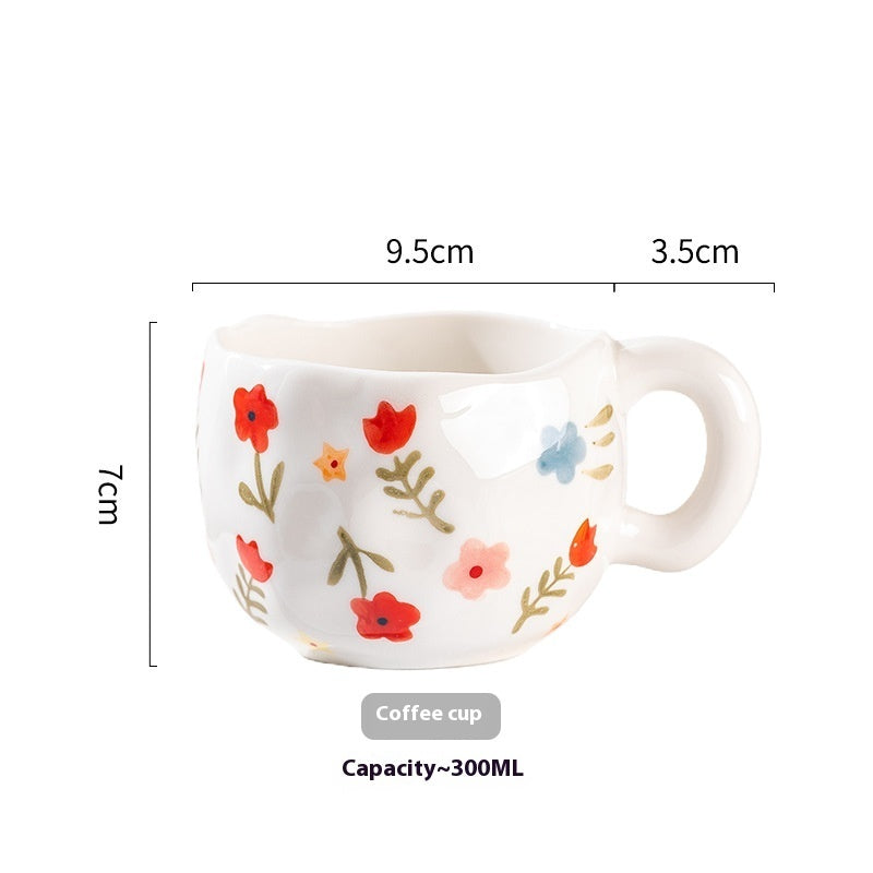 Heart Hand-Pinched Ceramic Mug | Cute Cartoon Coffee Cup 300ml