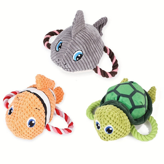 Green turtle dog toy with rope legs