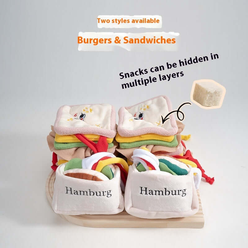 Plush Burger & Sandwich Pet Toy – Soft & Fun Pet Play