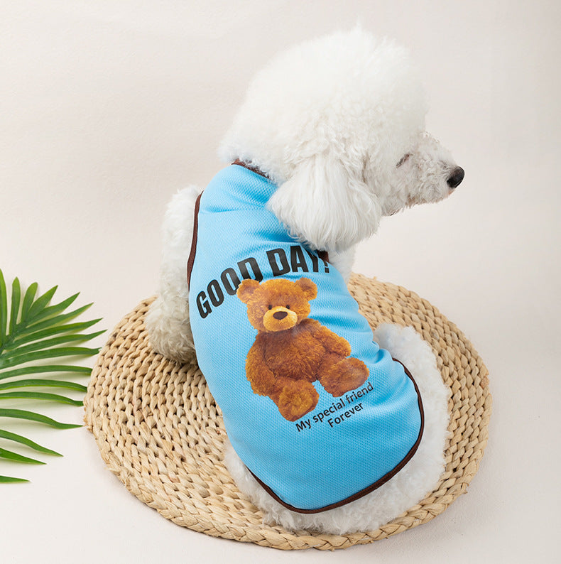 Summer breathable pet clothes with bear print