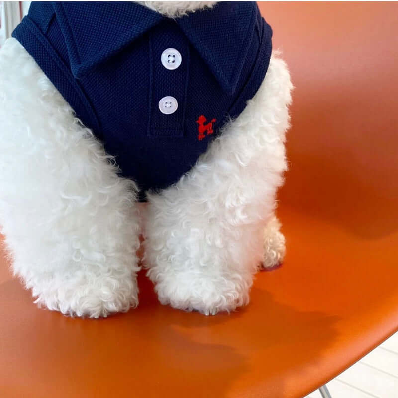 Navy blue dog clothing polo shirt
