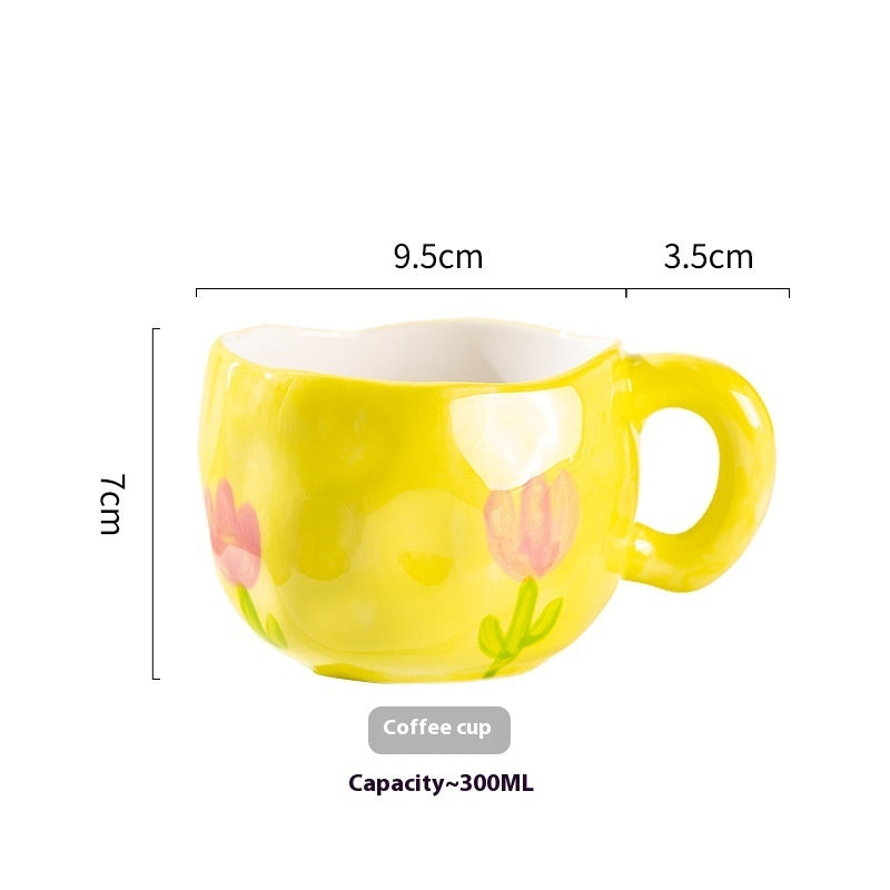 Heart Hand-Pinched Ceramic Mug | Cute Cartoon Coffee Cup 300ml