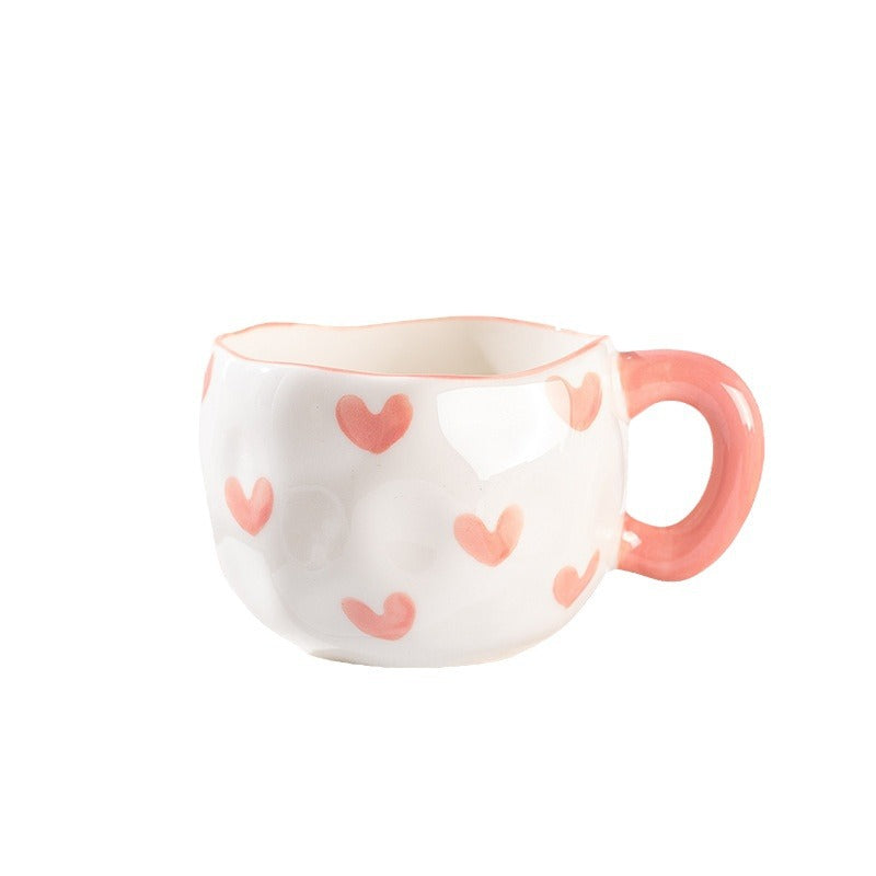 Heart Hand-Pinched Ceramic Mug | Cute Cartoon Coffee Cup 300ml