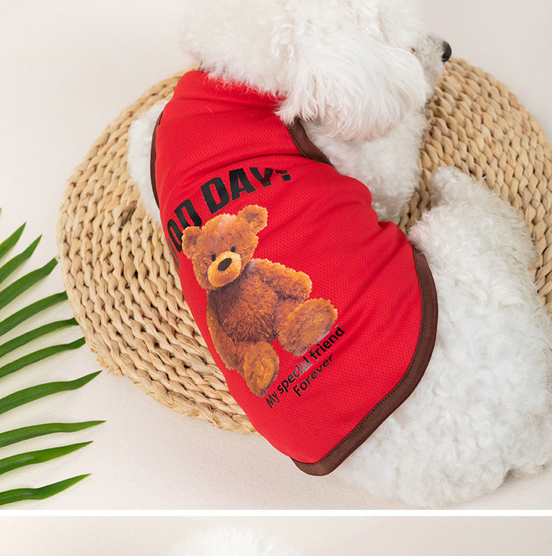 Teddy Bear Summer Pet Vest – Lightweight Breathable Dog Shirt | 夏季泰迪熊寵物薄款背心 輕便透氣狗狗衣服