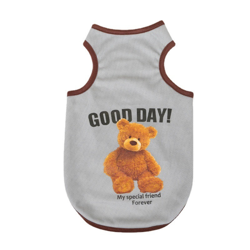 Teddy Bear Summer Pet Vest – Lightweight Breathable Dog Shirt | 夏季泰迪熊寵物薄款背心 輕便透氣狗狗衣服