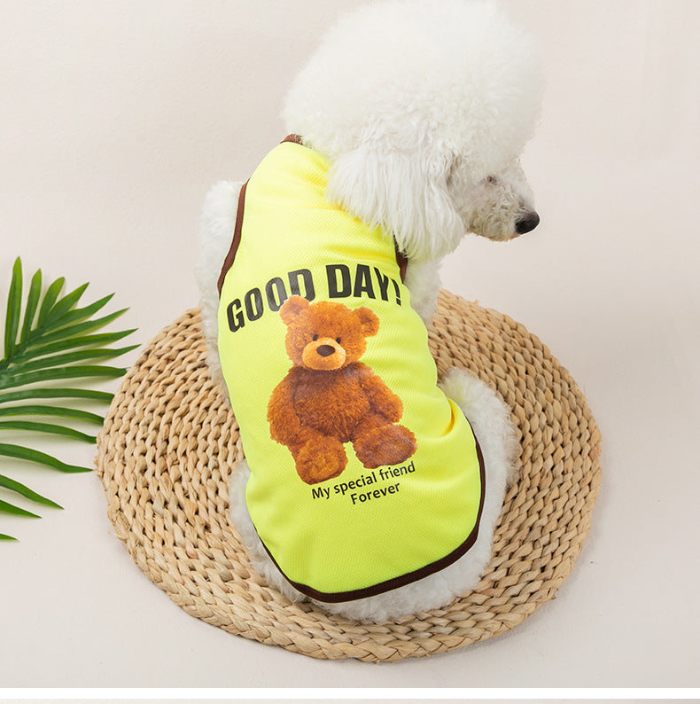 Teddy Bear Summer Pet Vest – Lightweight Breathable Dog Shirt | 夏季泰迪熊寵物薄款背心 輕便透氣狗狗衣服