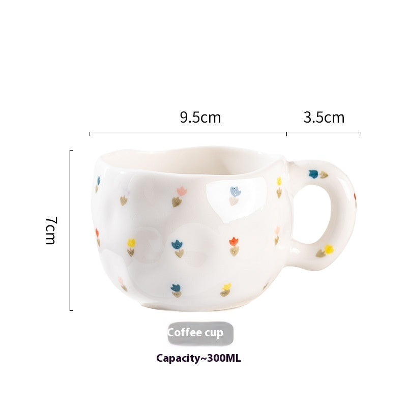 Heart Hand-Pinched Ceramic Mug | Cute Cartoon Coffee Cup 300ml
