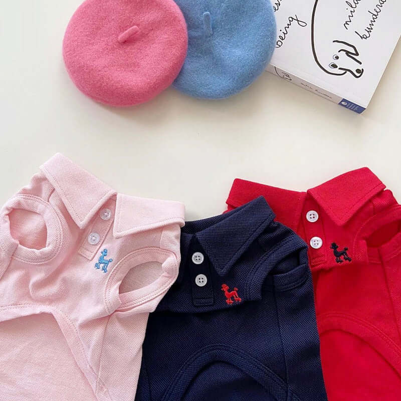Red polo dog vest for small puppies
