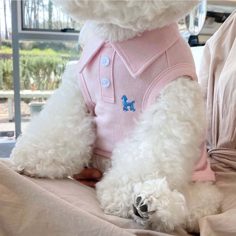 Pink breathable summer dog shirt with collar